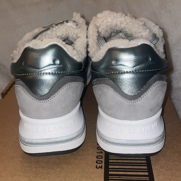 NWT VOILE BLANCHE MELANY FUR. Leather And Fabric Sneakers in Grey-Charcoal Grey - Picture 11 of 15